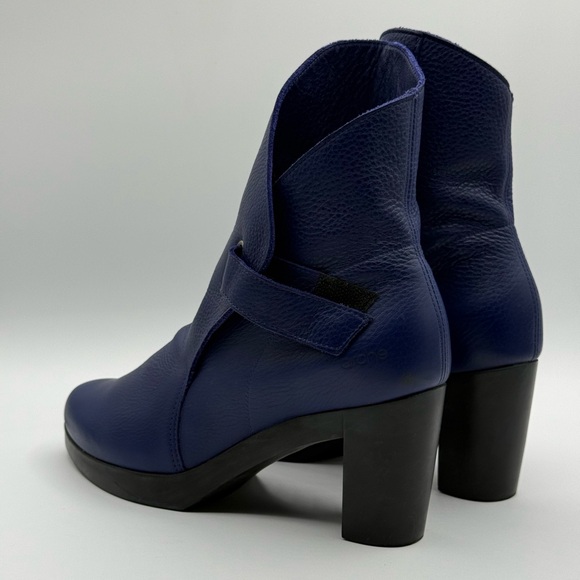 Arche Paris Royal Blue Leather Block Heel Ankle Boots Size 38/US 7 - Picture 6 of 16